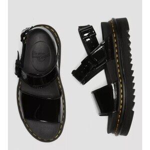 Dr. Martens Voss Leather Sandals Black Women's‎ 5 Chunky Platform Goth